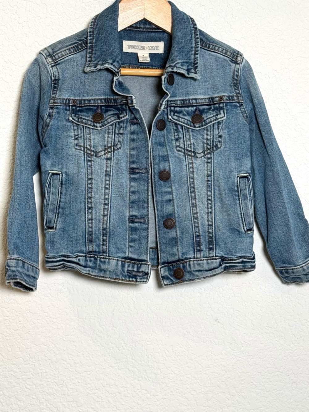 Tucker + Tate • Blue Jean Casual Denim Jacket with Pockets and Adjustable Waist